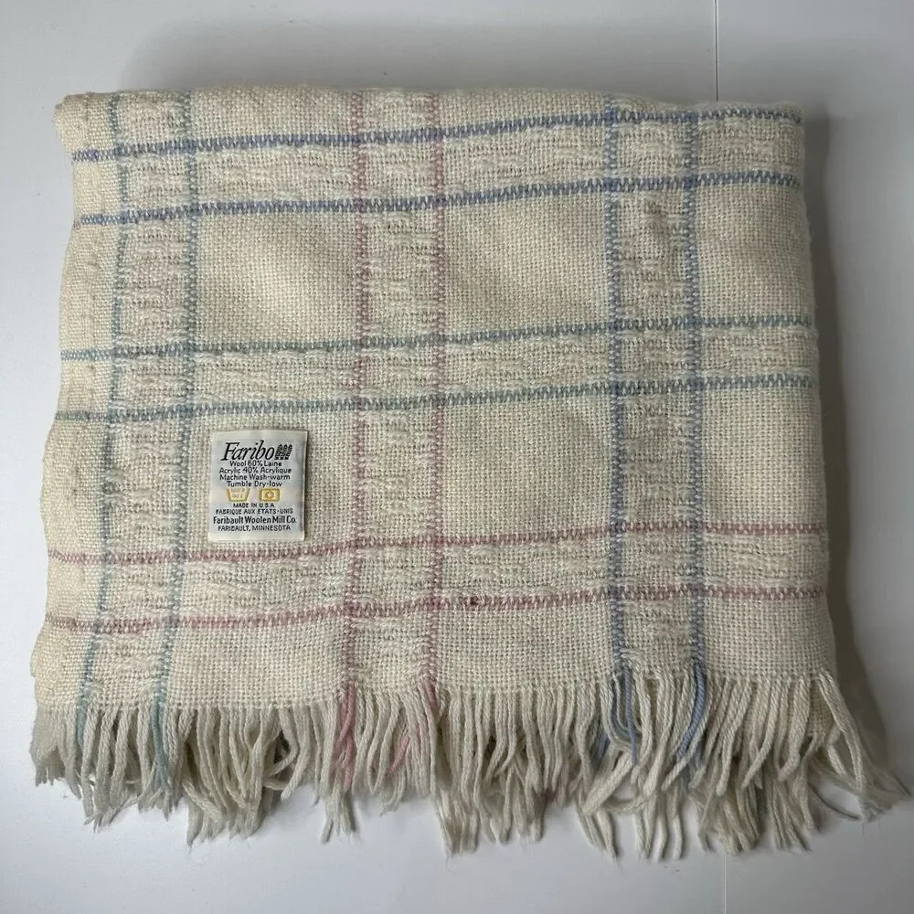 Vtg‎ Faribo Woolen Mill Throw Blanket 45x56